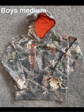 Cabela's Boys Camouflage Hoodie with Orange Hood Lining